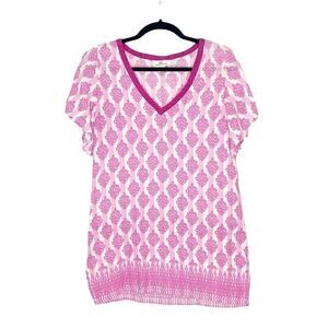 Vineyard Vines Pink Batik Damask Tunic Top Cover Up Size XS